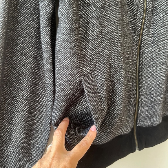 Banana Republic Sz L Knit Full Zip Jacket Sweater Gray Mock Neck Pockets - Picture 7 of 8